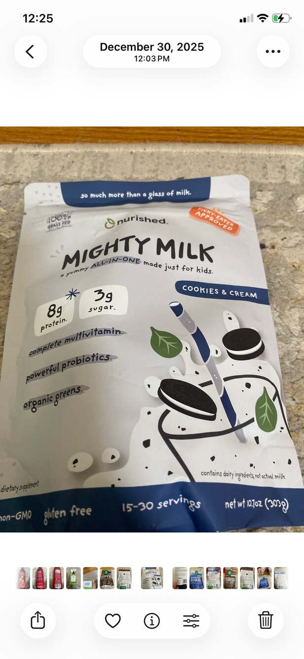 Nurished Mighty Milk, Cookies & Cream, 10.2 oz (288 g)